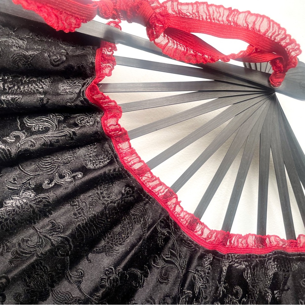 Silk dragon brocade folding hand fan